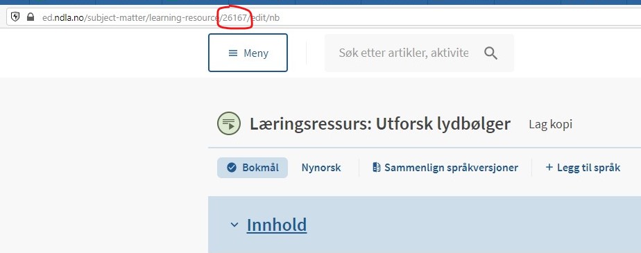 skjermbilde med eksempel