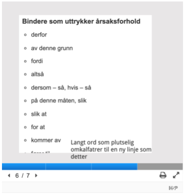 skjermbilde med eksempel