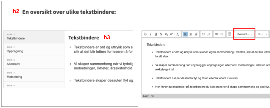 skjermbilde med eksempel