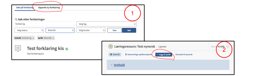 skjermbilde med eksempel